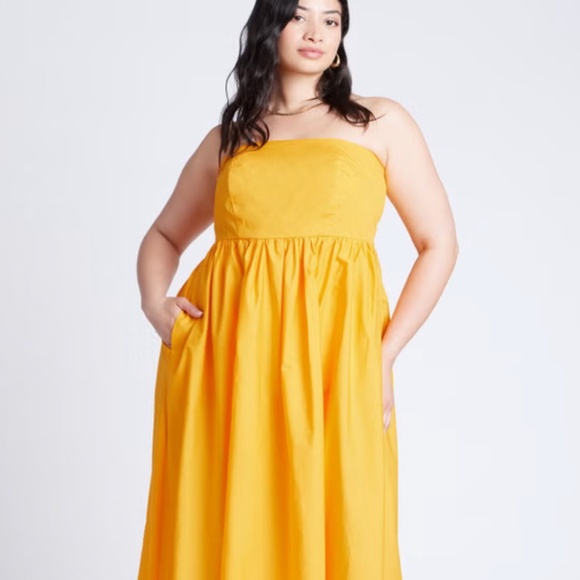 ELOQUII YELLOW FIT AND FLARE DRESS- NWT - Picture 1 of 7